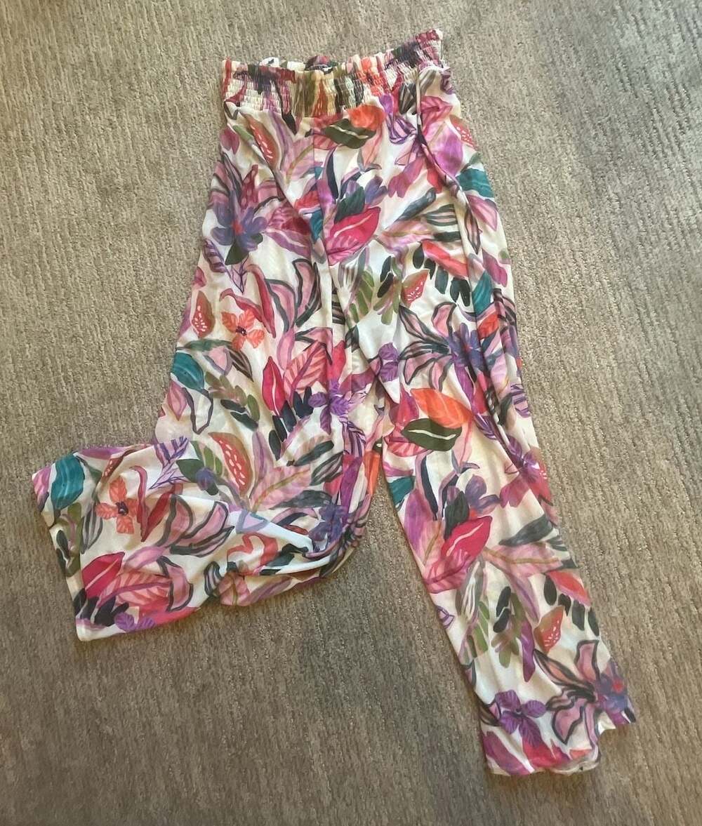 Mynah Serene Sands Tropical Multi Wide-Leg Beach or Swim Pants